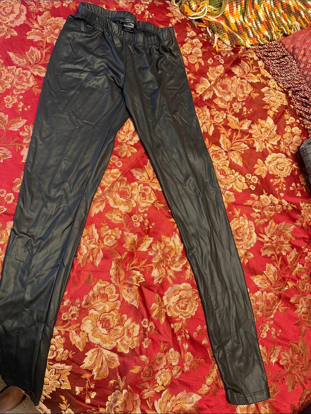 Ladies Faux Leather Leggings - Black